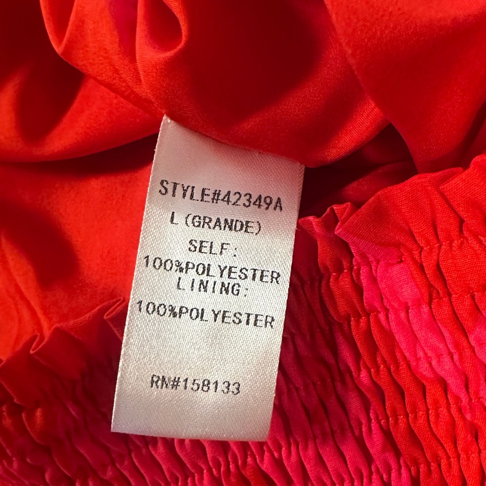 Staccato Wide Leg Pants Size Large Cherry Red Floral Pattern Elastic Waistband - Picture 8 of 11
